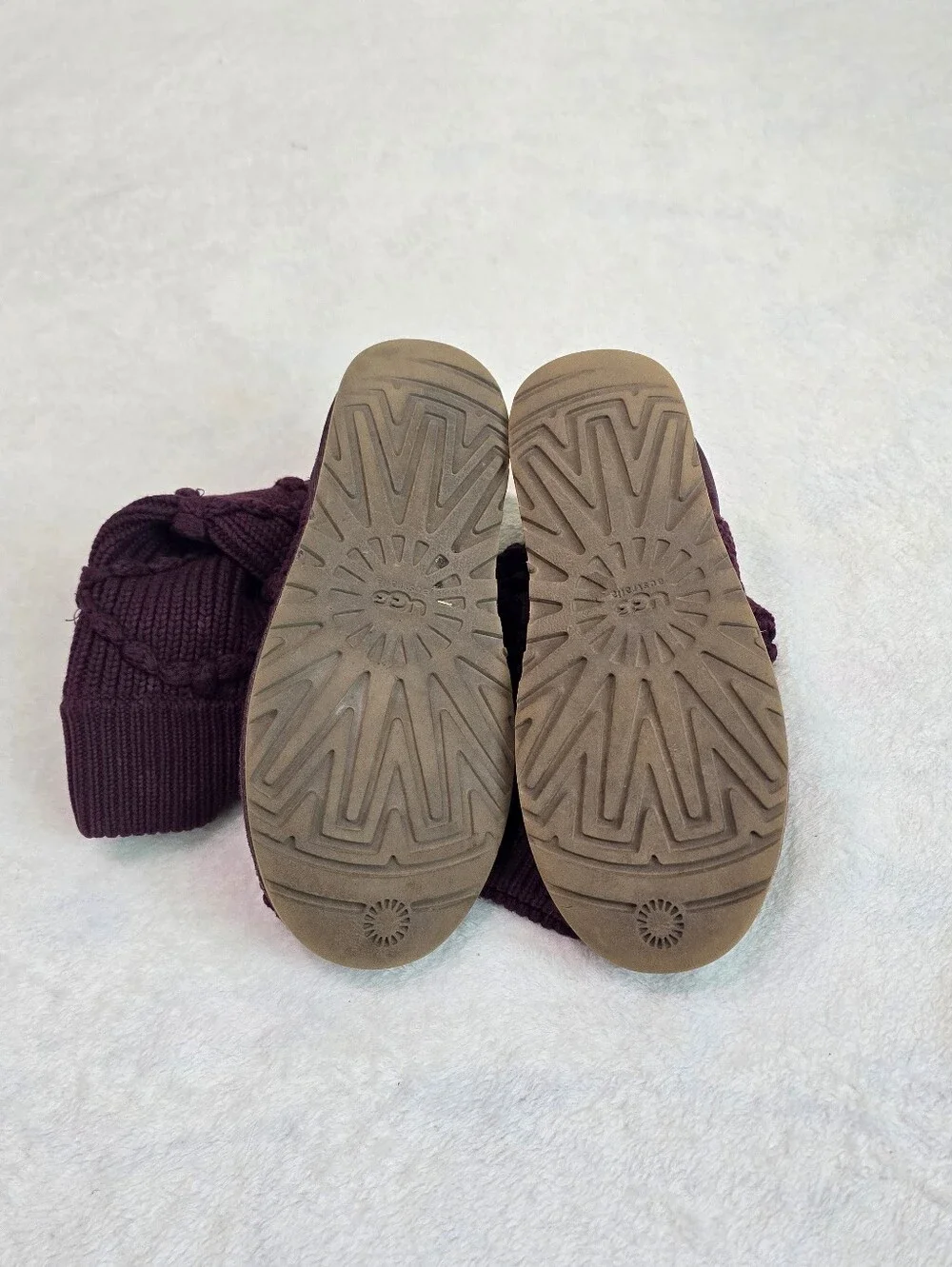 Women's Ugg Boots Australia Argyle Maroon Knit Sweater Pull On Tall Boot Size 8